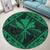 Hawaiian Map Kanaka Hibiscus Green Polynesian Round Carpet - AH - Polynesian Pride