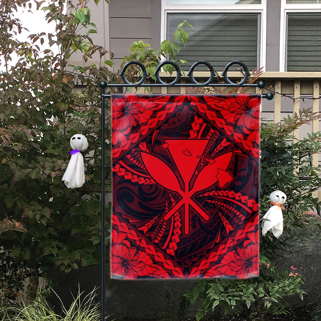 Hawaiian Map Kanaka Hibiscus Red Polynesian Flag - AH - Polynesian Pride