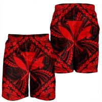 Hawaiian Map Kanaka Hibiscus Red Polynesian Men's Shorts - AH - Polynesian Pride