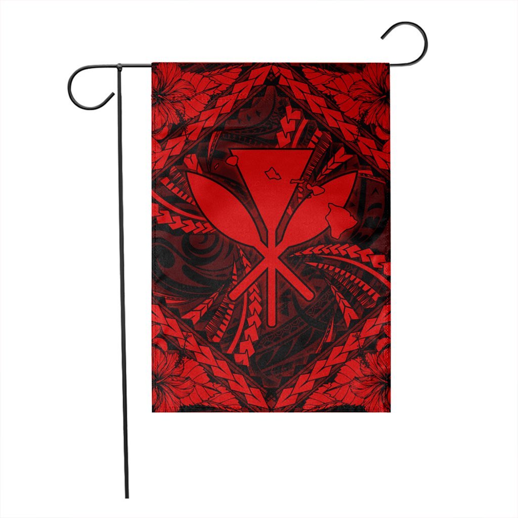 Hawaiian Map Kanaka Hibiscus Red Polynesian Flag - AH - Polynesian Pride