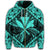 Hawaiian Map Kanaka Hibiscus Turquoise Polynesian Zip Hoodie - Polynesian Pride