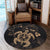 Hawaiian Map Kanaka Hibiscus Turtle Gold Polynesian Round Carpet - AH - Polynesian Pride