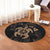 Hawaiian Map Kanaka Hibiscus Turtle Gold Polynesian Round Carpet - AH - Polynesian Pride