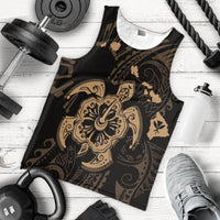 Hawaiian Map Kanaka Hibiscus Turtle Gold Polynesian Tank Top - AH - Polynesian Pride