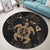 Hawaiian Map Kanaka Hibiscus Turtle Gold Polynesian Round Carpet - AH - Polynesian Pride