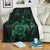 Hawaiian Map Kanaka Hibiscus Turtle Green Polynesian Premium Blankets - AH White - Polynesian Pride