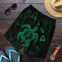 Hawaiian Map Kanaka Hibiscus Turtle Green Polynesian Men's Shorts - AH Art - Polynesian Pride