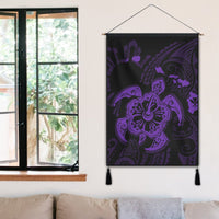 Hawaiian Map Kanaka Hibiscus Turtle Purple Polynesian Hanging Poster - AH - Polynesian Pride