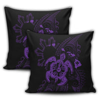 Hawaiian Map Kanaka Hibiscus Turtle Purple Polynesian Pillow Covers - AH - Polynesian Pride