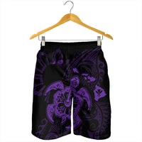 Hawaiian Map Kanaka Hibiscus Turtle Purple Polynesian Men's Shorts - AH - Polynesian Pride