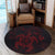 Hawaiian Map Kanaka Hibiscus Turtle Red Polynesian Round Carpet - AH - Polynesian Pride