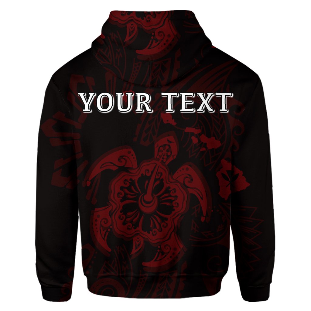 Custom Hawaiian Map Kanaka Hibiscus Turtle Red Polynesian Hoodie - Polynesian Pride