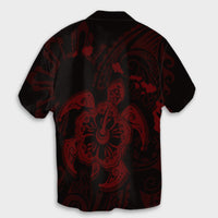 Hawaiian Map Kanaka Hibiscus Turtle Red Polynesian Hawaiian Shirt - AH - Polynesian Pride