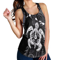 Hawaiian Map Kanaka Hibiscus Turtle White Polynesian Racerback Tank - AH - Polynesian Pride
