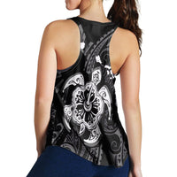 Hawaiian Map Kanaka Hibiscus Turtle White Polynesian Racerback Tank - AH - Polynesian Pride