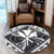 Hawaiian Map Kanaka Hibiscus White Polynesian Round Carpet - AH - Polynesian Pride