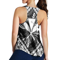 Hawaiian Map Kanaka Hibiscus White Polynesian Racerback Tank - AH - Polynesian Pride