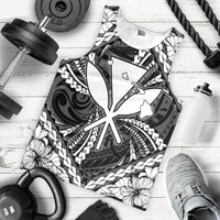 Hawaiian Map Kanaka Hibiscus White Polynesian Tank Top - AH - Polynesian Pride