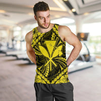 Hawaiian Map Kanaka Hibiscus Yellow Polynesian Tank Top - AH - Polynesian Pride