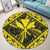 Hawaiian Map Kanaka Hibiscus Yellow Polynesian Round Carpet - AH - Polynesian Pride