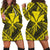 Hawaiian Map Kanaka Hibiscus Yellow Polynesian Hoodie Dress - AH Black - Polynesian Pride