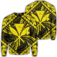 Hawaiian Map Kanaka Hibiscus Yellow Polynesian Sweatshirt - AH Unisex Black - Polynesian Pride