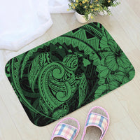 Hawaiian Map Kanaka Honu Hibiscus Globular Polynesian Door Mat Green AH - Polynesian Pride