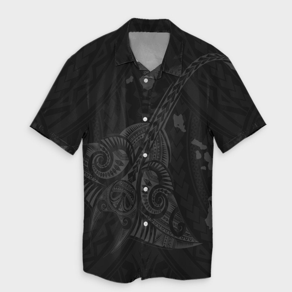 Hawaiian Map Kanaka Manta Ray Polynesian Hawaiian Shirt Gray - AH Unisex Black - Polynesian Pride