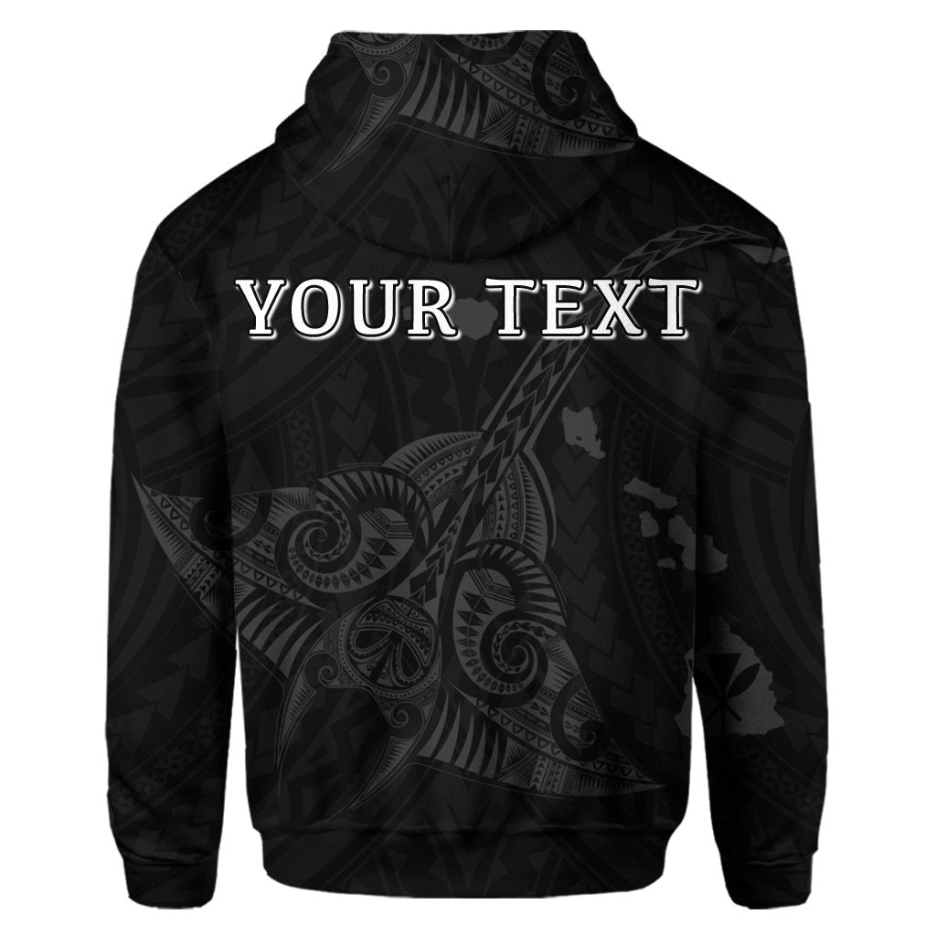 Custom Hawaiian Map Kanaka Manta Ray Polynesian Hoodie Gray - Polynesian Pride