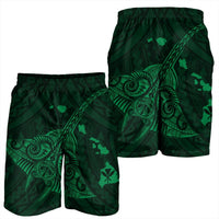 Hawaiian Map Kanaka Manta Ray Polynesian Men's Shorts Green - AH - Polynesian Pride