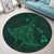 Hawaiian Map Kanaka Manta Ray Polynesian Round Carpet Green - AH - Polynesian Pride