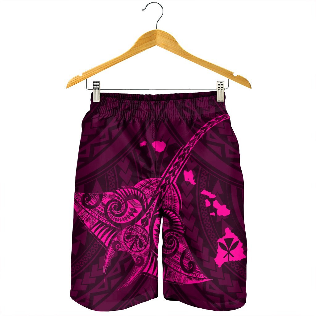Hawaiian Map Kanaka Manta Ray Polynesian Men's Shorts Pink - AH - Polynesian Pride