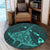 Hawaiian Map Kanaka Manta Ray Polynesian Round Carpet Turquoise - AH - Polynesian Pride