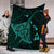 Hawaiian Map Kanaka Manta Ray Polynesian Premium Blankets Turquoise - AH - Polynesian Pride