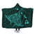 Hawaiian Map Kanaka Manta Ray Polynesian Hooded Blanket Turquoise - AH Hooded Blanket White - Polynesian Pride