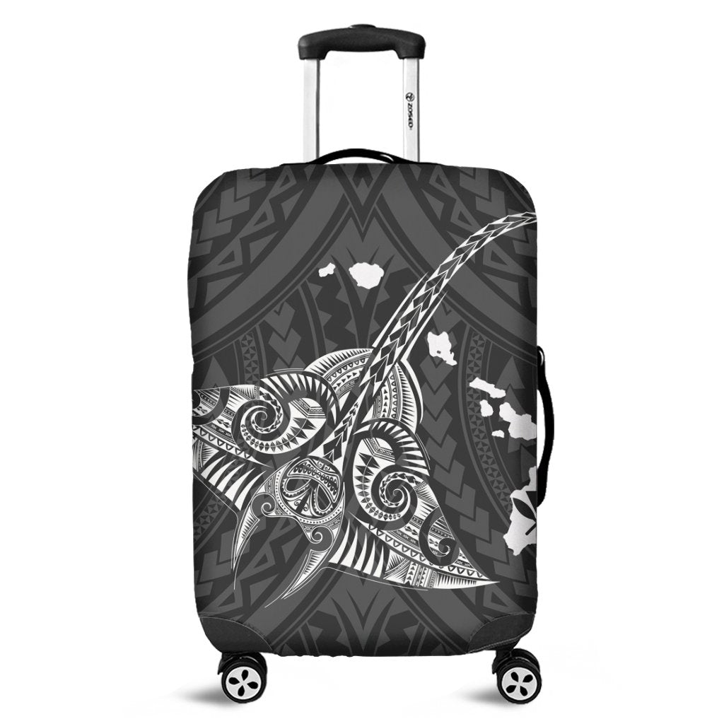 Hawaiian Map Kanaka Manta Ray Polynesian Luggage Covers White - AH Black - Polynesian Pride