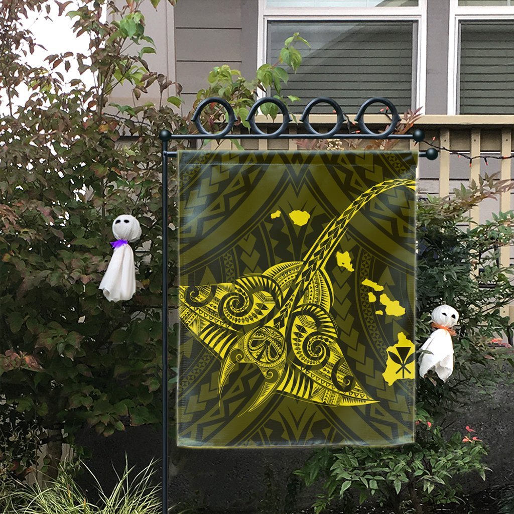 Hawaiian Map Kanaka Manta Ray Polynesian Flag Yellow - AH - Polynesian Pride