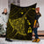 Hawaiian Map Kanaka Manta Ray Polynesian Premium Blankets Yellow - AH - Polynesian Pride