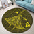 Hawaiian Map Kanaka Manta Ray Polynesian Round Carpet Yellow - AH - Polynesian Pride