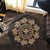 Hawaiian Map Kanaka Turtles Circle Style Gold Polynesian Round Carpet - AH - Polynesian Pride