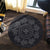 Hawaiian Map Kanaka Turtles Circle Style Gray Polynesian Round Carpet - AH - Polynesian Pride