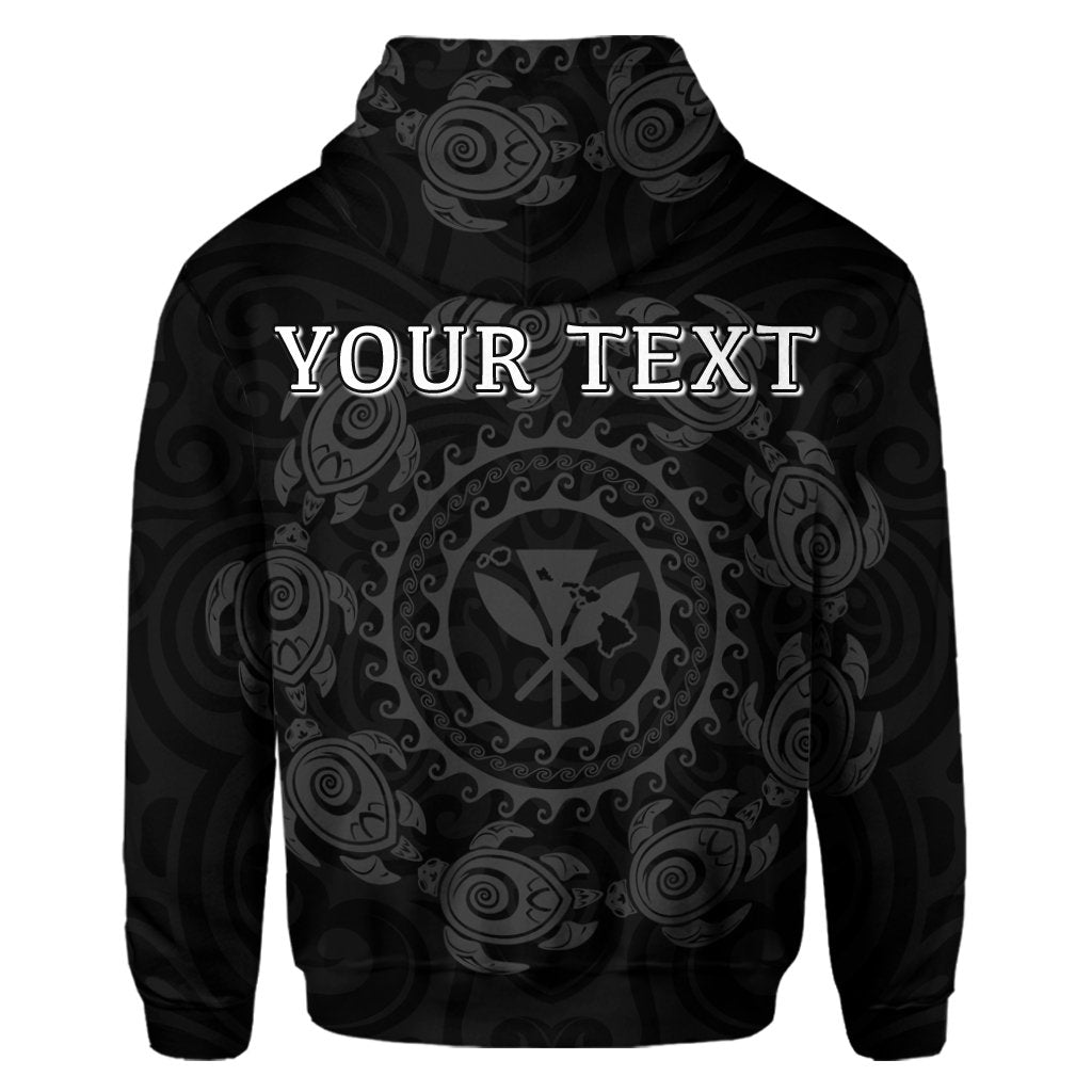Custom Hawaiian Map Kanaka Turtles Circle Style Gray Polynesian Hoodie - Polynesian Pride