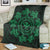 Hawaiian Map Kanaka Turtles Circle Style Green Polynesian Premium Blankets - AH - Polynesian Pride