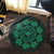 Hawaiian Map Kanaka Turtles Circle Style Green Polynesian Round Carpet - AH - Polynesian Pride