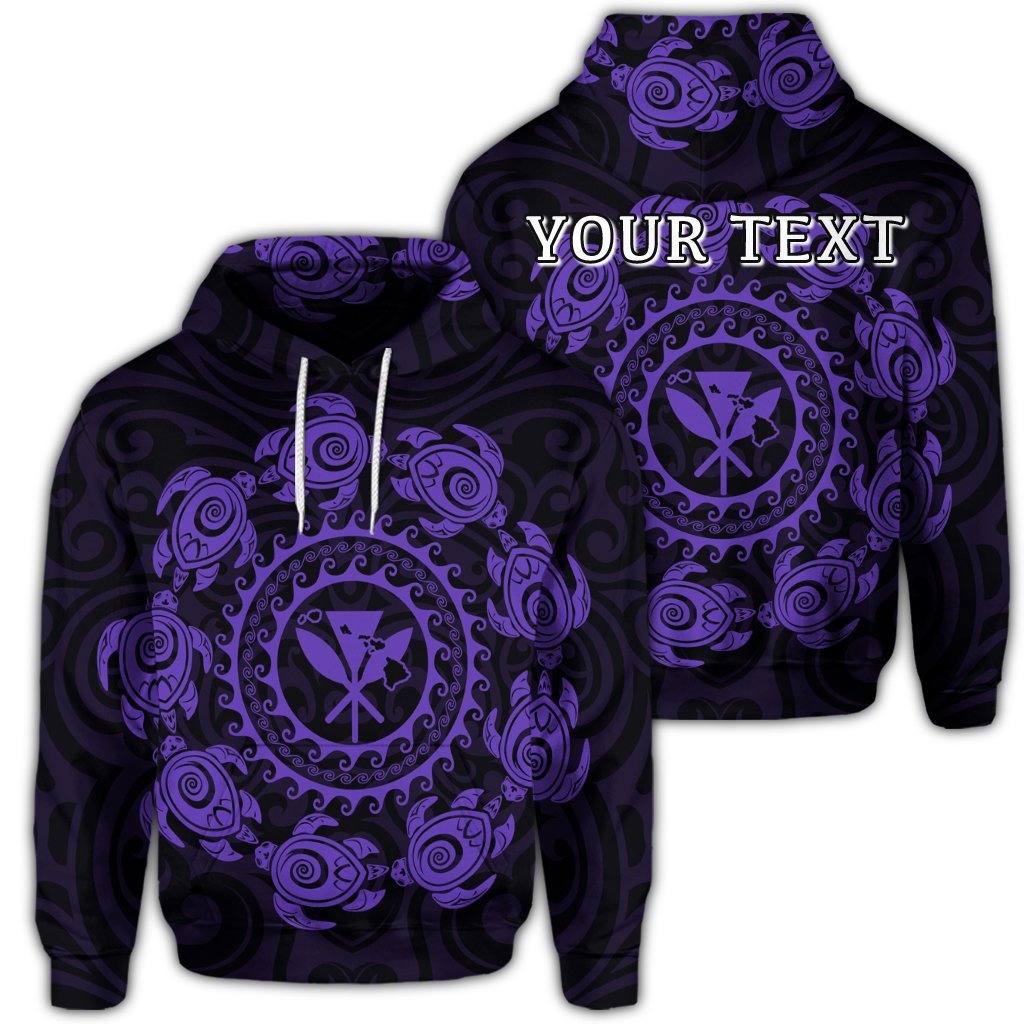 Custom Hawaiian Map Kanaka Turtles Circle Style Purple Polynesian Hoodie Unisex Art - Polynesian Pride