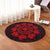 Hawaiian Map Kanaka Turtles Circle Style Red Polynesian Round Carpet - AH - Polynesian Pride