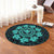 Hawaiian Map Kanaka Turtles Circle Style Turquoise Polynesian Round Carpet - AH - Polynesian Pride
