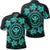 Hawaiian Map Kanaka Turtles Circle Style Turquoise Polynesian Polo Shirt Unisex Black - Polynesian Pride