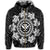 Hawaiian Map Kanaka Turtles Circle Style White Polynesian Zip Hoodie - Polynesian Pride