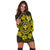 Hawaiian Map Kanaka Turtles Circle Style Yellow Polynesian Hoodie Dress - AH - Polynesian Pride